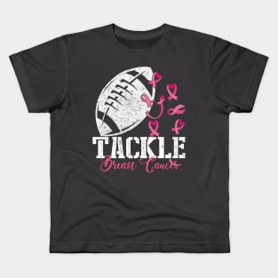 Breast Cancer Awareness Football Ribbon Tackle Breast Cancer Kids T-Shirt